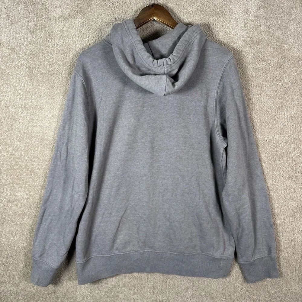 The North Face Hoodie Mens Large‎ Gray Patriotic Logo Pullover Kangaroo Pocket